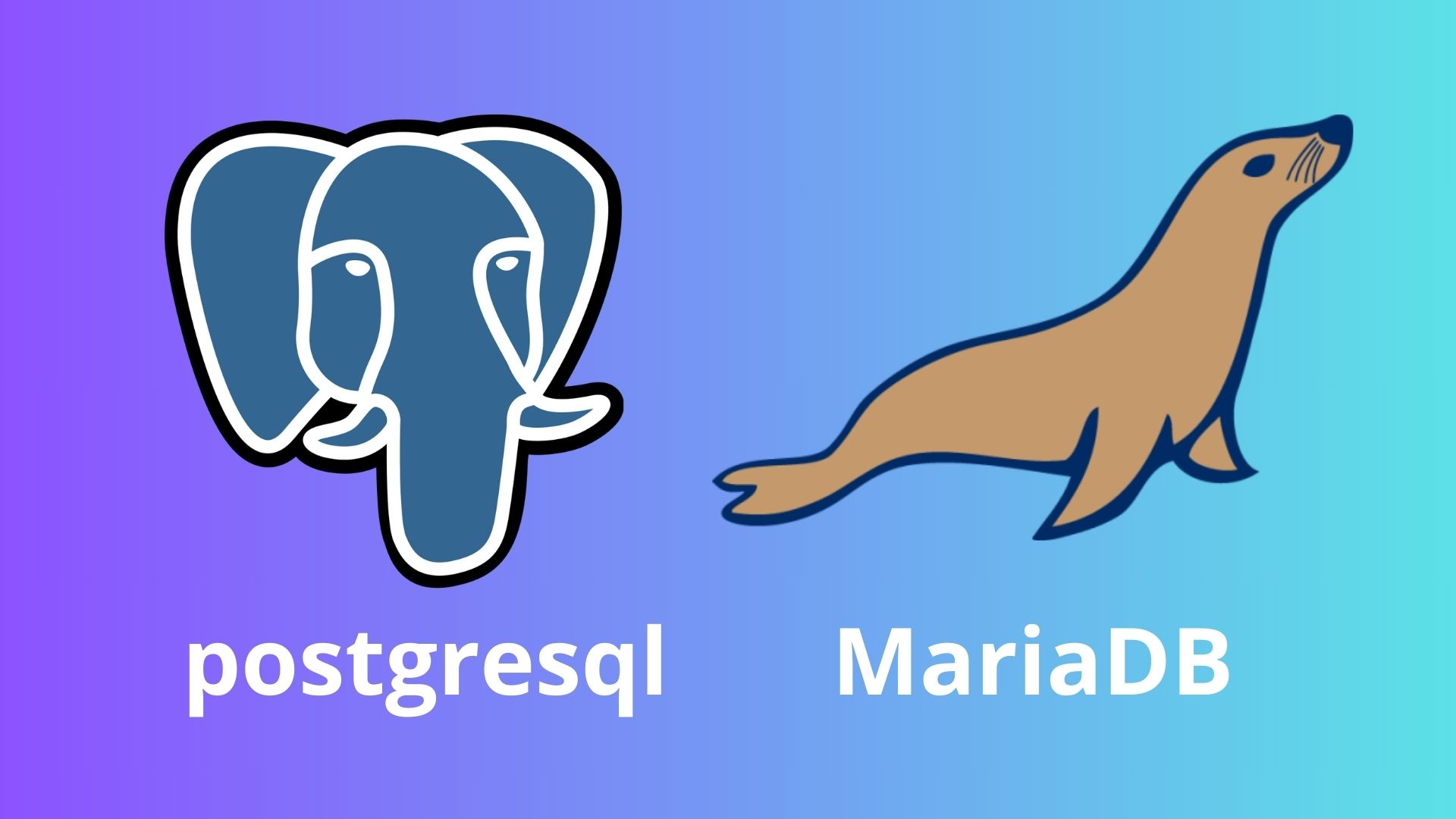 Logo MariaDB y de PostgreSQL